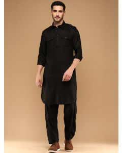 Sangria Shirt Collar Pathani Kurta With Trouser