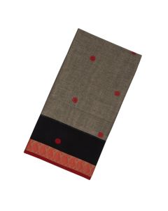 Grey Woven Bengal Cotton Saree With Chakaram Buttas