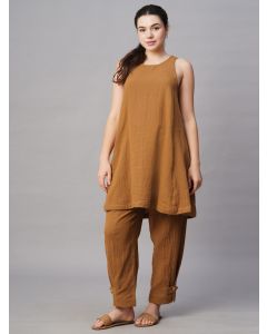 Women's Mustard Cotton Regular Fit Kurta