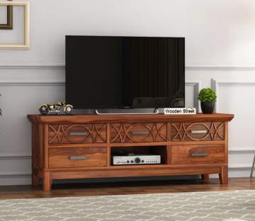 Wood Tv Unit with Five Pull Out Drawers